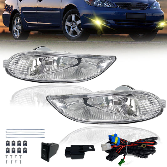 Driving Fog Lights Compatible with Toyota Camry 2002-2004/ Corolla 2005-2008/ Solara 2002-2003 Bumper Fog Lamps with Halogen Bulb & Switch and Wiring Kit (Clear Lens)