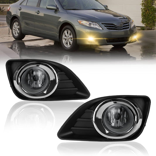 Fog Lights for 2010 2011 Toyota Camry, 1 Pair Front Bumper Driving Fog Lamps with Bezels and Assembly Passenger & Driver Side (Clear Lens)