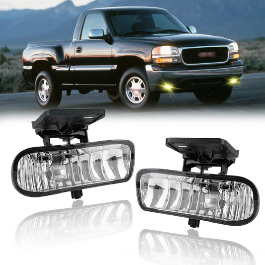 Fog Lights Compatible with 2000-2006 GMC Yukon Pickup Truck / 1999-2002 GMC Sierra (Clear lens)